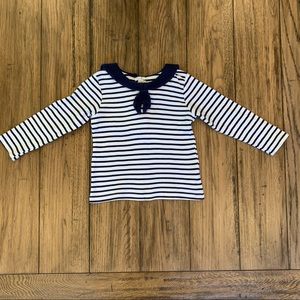 JoJo Maman Bebe Sailor Top, Navy Stripes, size 2/3